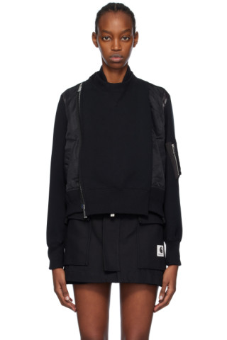 sacai: Black Layered Bomber Jacket | SSENSE Canada