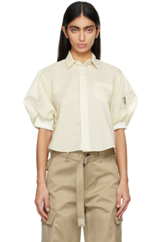 sacai: Off-White Stripe Shirt | SSENSE