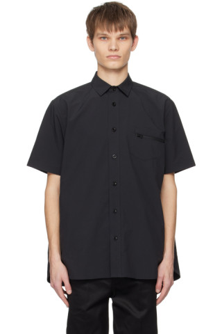 sacai: Black Expansion Panel Shirt | SSENSE