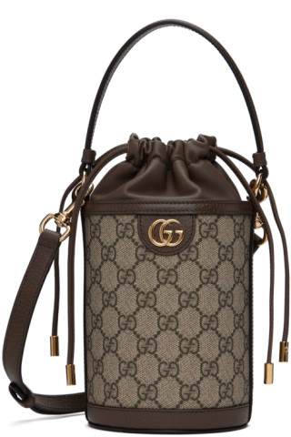 Gucci: Beige Mini Ophidia Bucket Bag | SSENSE