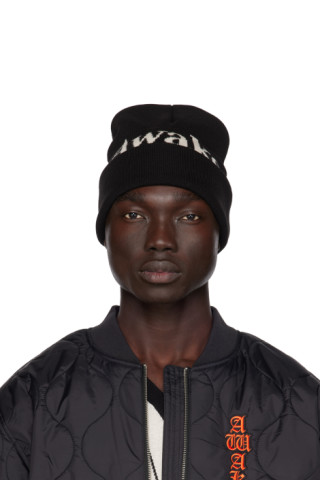 Awake NY: Black Logo Beanie | SSENSE