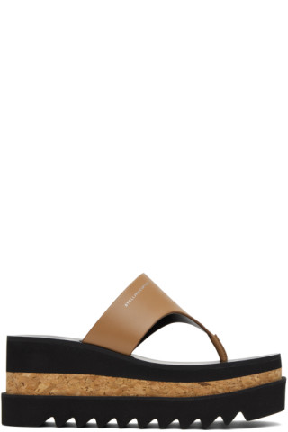 Tan Sneak-Elyse Platform Thong Sandals by Stella McCartney