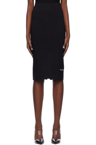 【関税込み】ALAIA ブラック ジッパー ミディアムスカート ALAÏA: ブラック ジッパー ミディアムスカート | SSENSE 日本