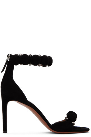 トレンド★関税送料込★ALAIAアライア Bombe black sandals Black La Bombe 90 studded suede sandals | ALAÏA | NET-A-PORTER