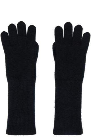 AURALEE - Black Baby Cashmere Knit Long Gloves