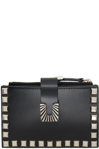Toga Pulla - Black Leather Studs Small Wallet