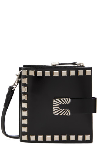 Black Leather Wallet Shoulder Bag by Toga Pulla on Sale Black Leather Wallet Shoulder Bag by Toga Pulla on Sale