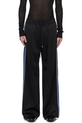 Black Lycra Track-Pant with Piping