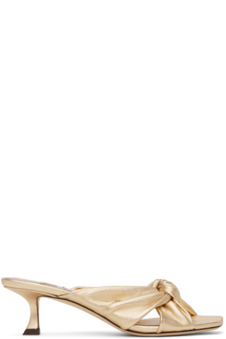 【関税込み】Jimmy Choo ゴールド Avenue 50 ヒールサンダル Jimmy Chooのゴールド Avenue 50 ヒールサンダルがセール中