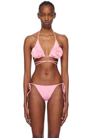 Magda Butrym: Pink Floral Bikini Top | SSENSE Magda Butrym: Pink Floral Bikini Top | SSENSE