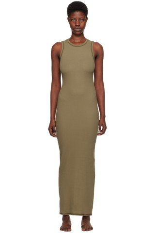 SKIMS: Khaki Cotton Rib Sleeveless Maxi Dress