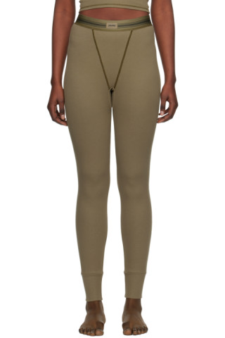 Miss Selfridge ribbed leggings in khaki