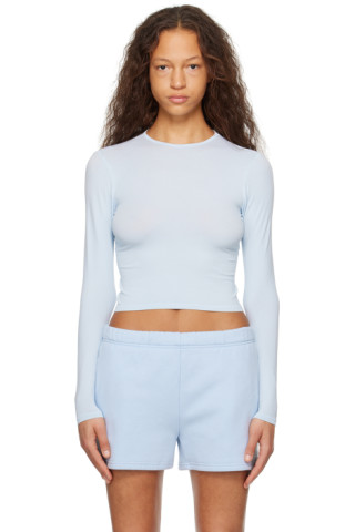 SKIMS: Blue New Vintage Cropped Long Sleeve T-Shirt