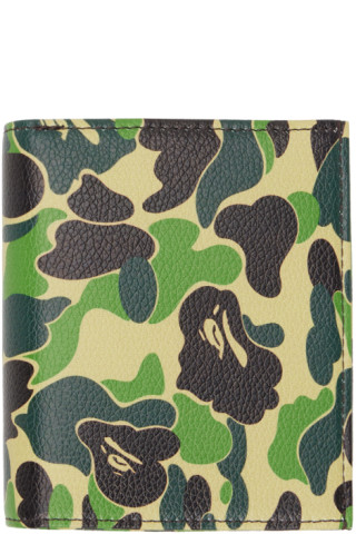 BAPE: Green ABC Camo Wallet | SSENSE Canada