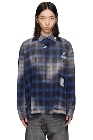 Maison MIHARA YASUHIRO: ブルー チェック シャツ | SSENSE 日本 Maison MIHARA YASUHIRO: ブルー チェック シャツ | SSENSE 日本