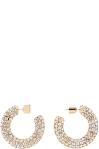 人気!JACQUEMUS Les Sculpturesコレクション ゴールド ピアス Gold Les Sculptures 'Les créoles strass' Earrings by