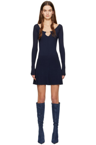 【関税&送料込み】Jacquemus La Mini Robe Pralu Dress Navy 'La mini robe Pralu' Minidress by JACQUEMUS on Sale