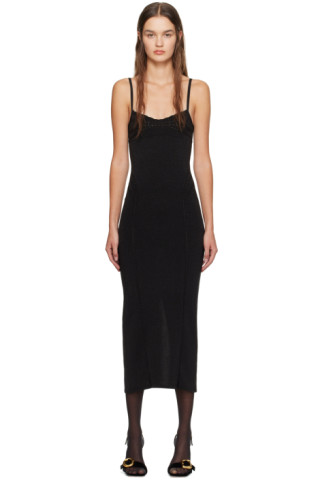 Jacquemus: Black Guirlande 'La Robe Fiesta Midi' Midi Dress | SSENSE