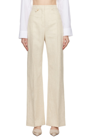 JACQUEMUS: Beige Les Classiques 'Le Pantalon Sauge' Trousers | SSENSE