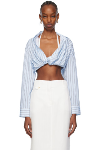 JACQUEMUS: Blue Les Sculptures 'La chemise Bahia courte' Shirt