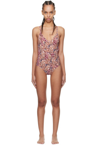 Beige & Pink Swan One-Piece Swimsuit by Isabel Marant Etoile