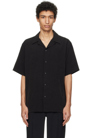 RAINMAKER KYOTO - Black Open Spread Collar Shirt