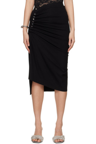 Buy Rabanne Ruched-Detailing Asymmetric Midi Skirt for Womens