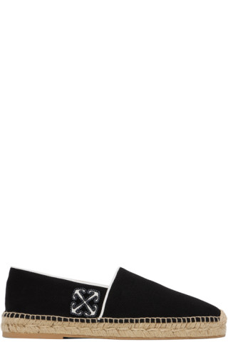 【関税込み】Off-White ブラック Anglette エスパドリーユ Black Anglette Espadrilles by Off-White on Sale