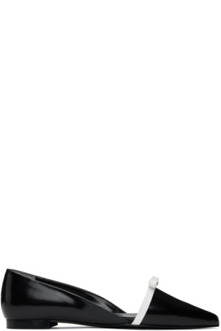 ☆GABRIEL POINTY-TOE LEATHER FLATS/KIMHEKIM☆ Black & White Gabriel Pointy-Toe Leather Ballerina Flats by