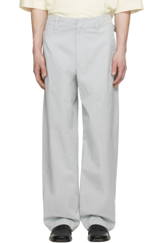 【関税込み】LEMAIRE オフホワイト Soft Volume トラウザーズ LEMAIREのグレー Maxi トラウザーズがセール中