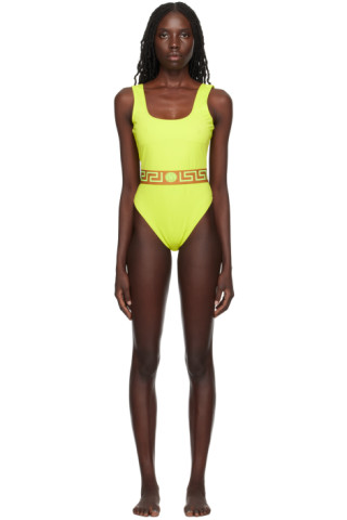 Yellow Greca Swimsuit by Versace Underwear on Sale