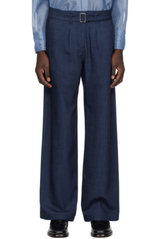 LOW CLASSIC - Navy Belted Trousers