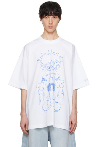 VETEMENTS: White Scribbled Teen T-Shirt | SSENSE