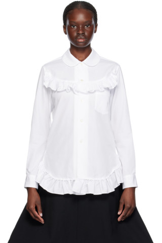 Comme des Garçons Girl: White Ruffled Shirt | SSENSE