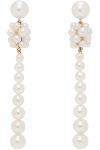 【関税込み】Sophie Bille Brahe ホワイト Colonna Perle ピアス Sophie Bille Brahe: White Colonna Perle Earrings | SSENSE