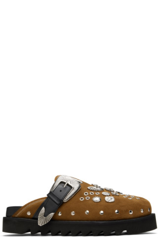 【関税込み】Toga Virilis SSENSE限定 タン ミュール SSENSE Exclusive Tan Eyelet Metal Sabot Loafers by Toga
