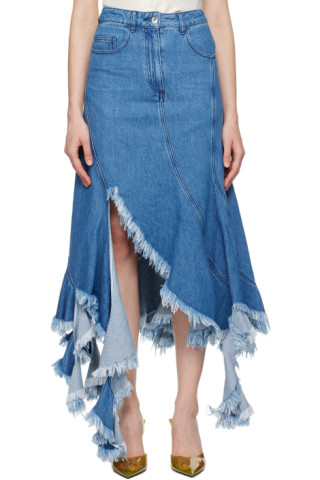 スカート Marques'Almeida Blue Frayed Denim Midi Skirt by Marques Almeida on Sale