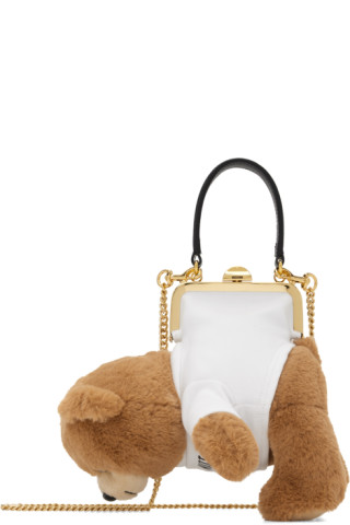 Moschino Brown Shearling Teddy Bear Backpack