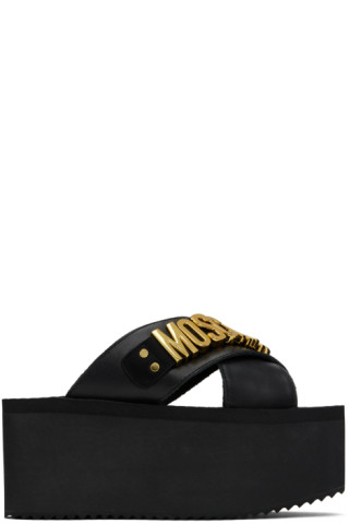 Moschino debossed-logo detail slides - Black