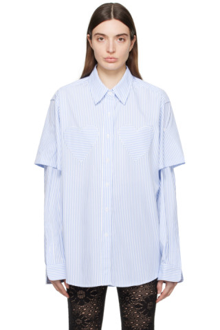 OPEN YY: Blue Sleeve Protector Shirt | SSENSE