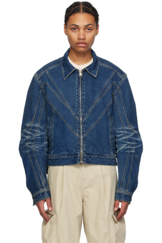 lesugiatelier: Blue Paneled Denim Jacket | SSENSE