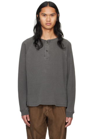 【関税込み】John Elliott グレー サーマル ヘンリーネック 241761M213015_1.jpg