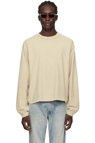 John Elliott: Beige Reversed Long Sleeve T-Shirt | SSENSE UK