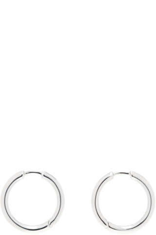 Tom Wood: Silver Classic Hoop Medium Earrings | SSENSE Canada