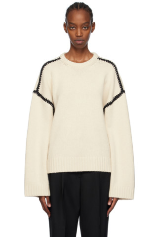 TOTEME: Off-White Embroidered Sweater | SSENSE
