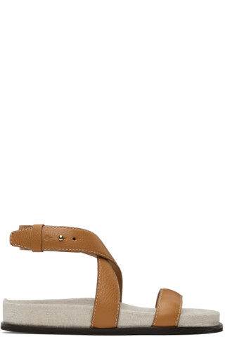 Tan 'The Leather Chunky' Sandals by TOTEME on Sale