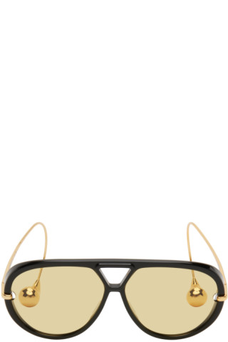 Bottega Veneta® Drop Aviator Sunglasses in Black/yellow. Shop online now.