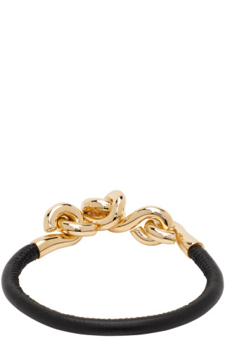 人気!BOTTEGA VENETA ブラック Loop レザーブレスレット 241798F020001_1.jpg