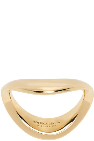 Bottega Veneta: Gold Band Ring | SSENSE Bottega Veneta: Gold Band Ring | SSENSE