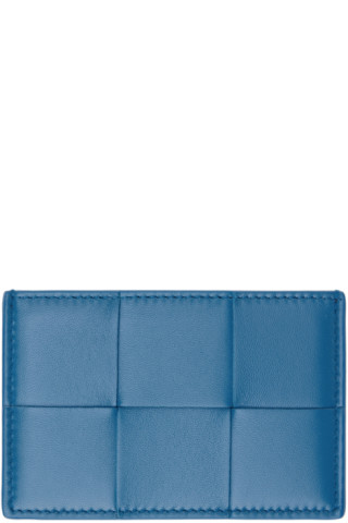 Bottega Veneta: Blue Cassette Card Holder | SSENSE display picture 1